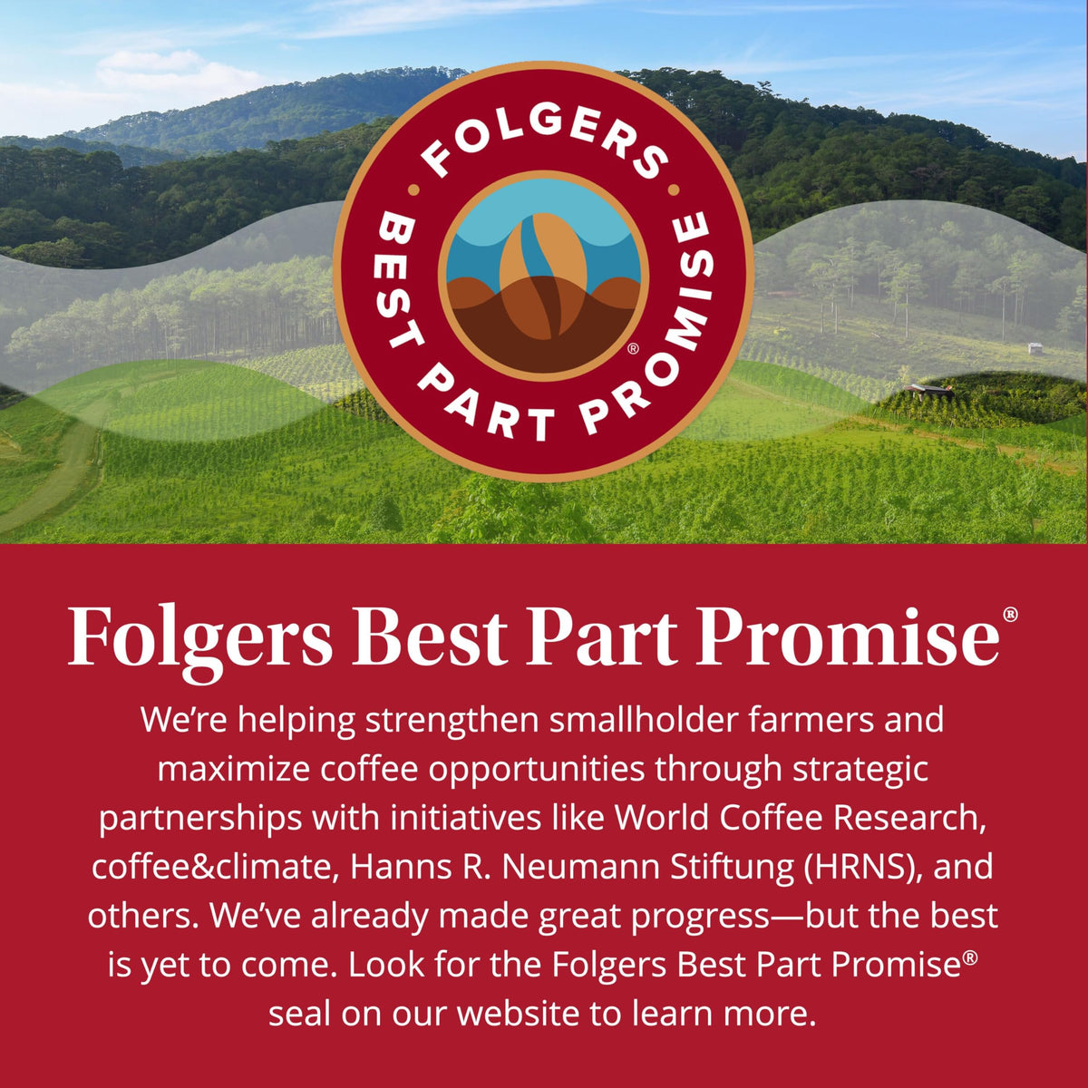 Folgers Colombian Ground Coffee ready to brew in any method.