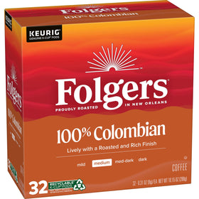Folgers Colombian Medium Roast K-Cup pods box for quick mornings