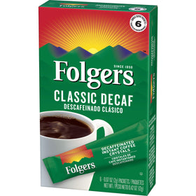 Folgers Decaf Coffee Crystals dissolving in hot water for smooth, cup-ready flavor.