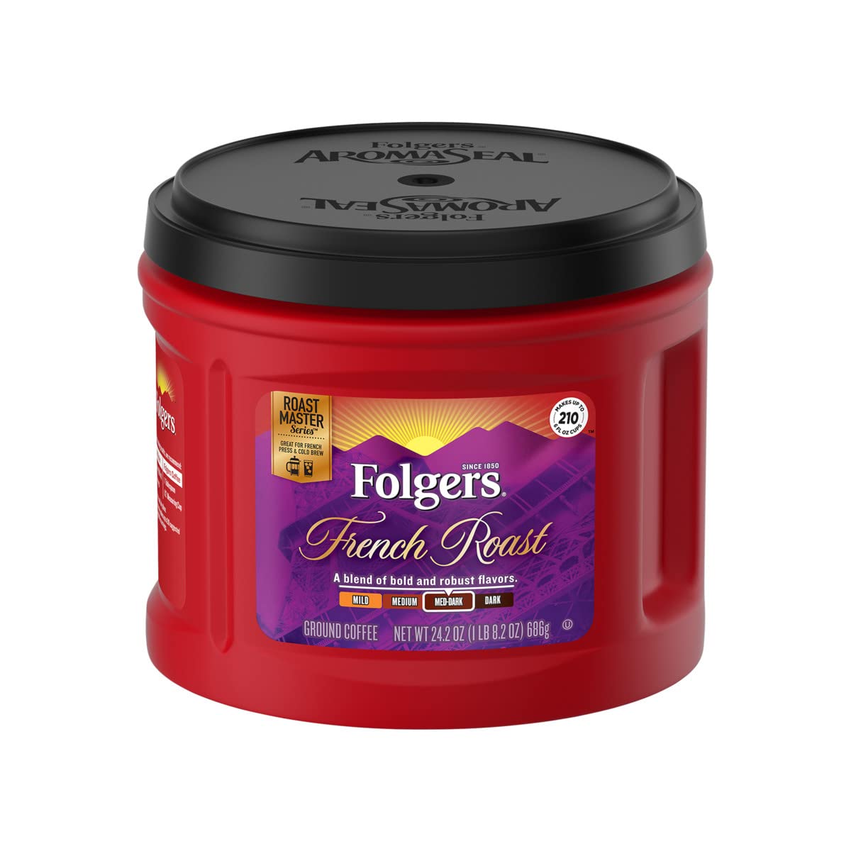 Folgers French Roast ground coffee bag for bold morning routine and aroma