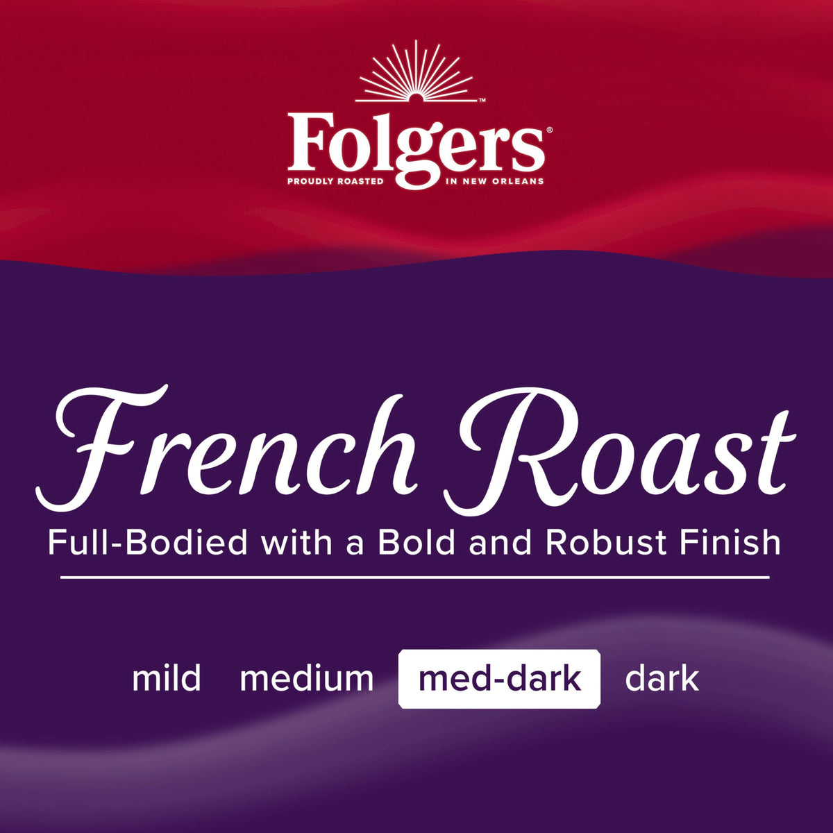 French press setup with Folgers French Roast grounds for robust flavor.