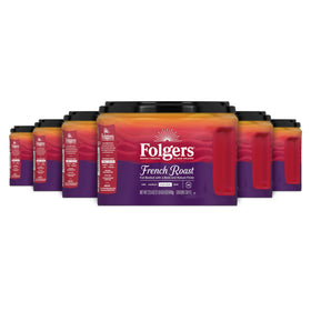 Folgers French Roast ground coffee pack shows bold medium-dark roast.