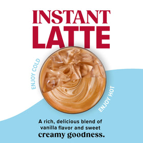 Folgers French Vanilla latte mix canister in 16 oz pack for iced coffee.