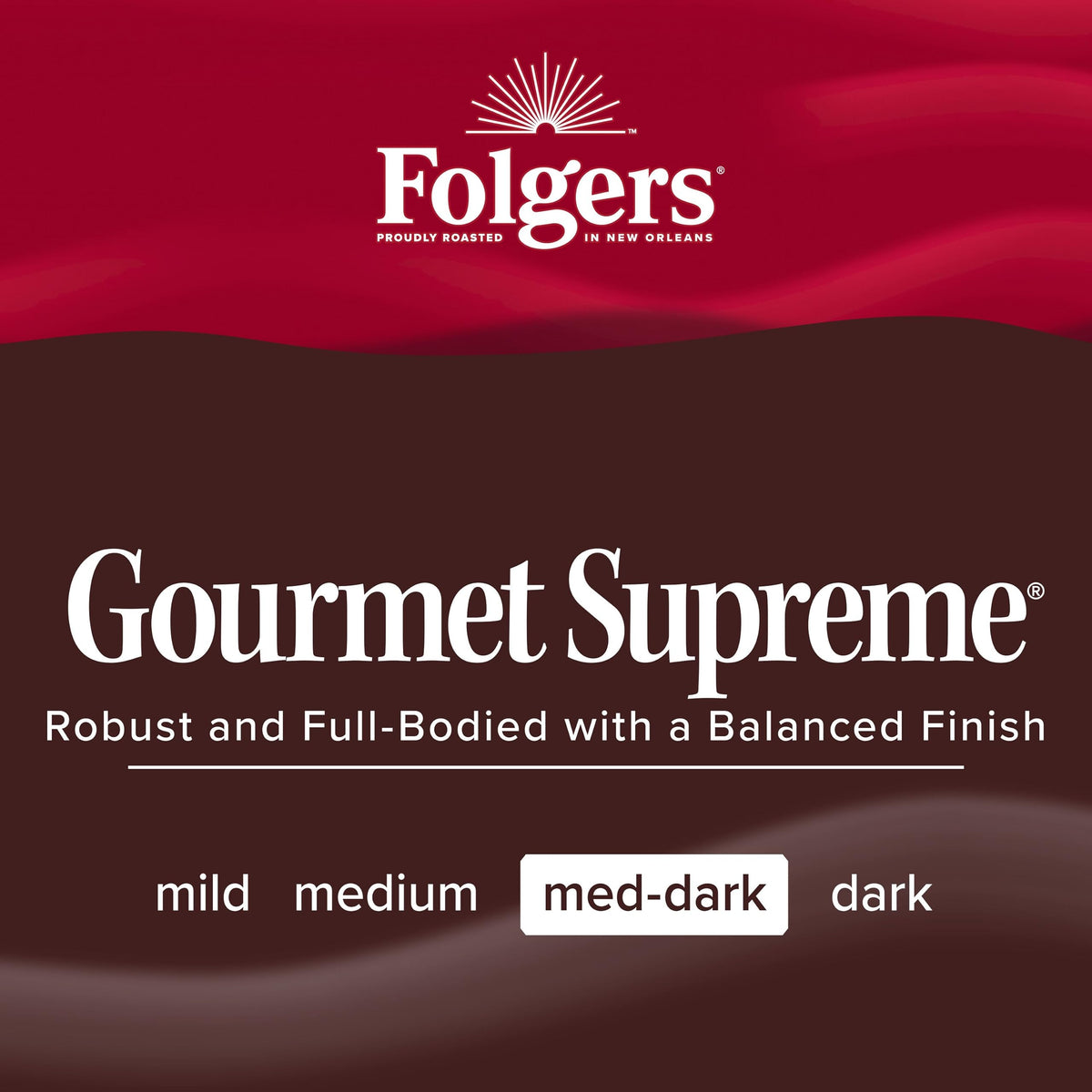 Folgers Gourmet Supreme coffee beans closeup emphasizes quality and consistency