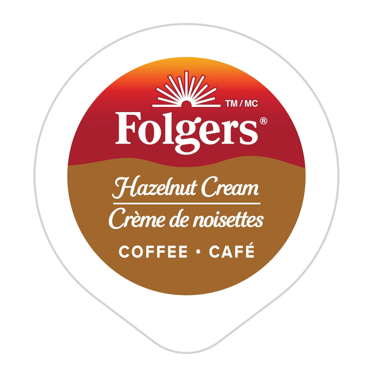 Folgers Hazelnut Cream K-Cup pods box front highlights arabica coffee quality.