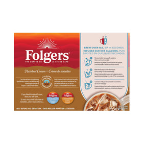 Folgers Hazelnut Cream K-Cup on kitchen counter ready to brew.