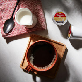 K-Cups packaging on display for easy pantry organization.