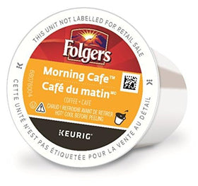 Close-up of Folgers Morning Café beans, hinting at a mild roast.