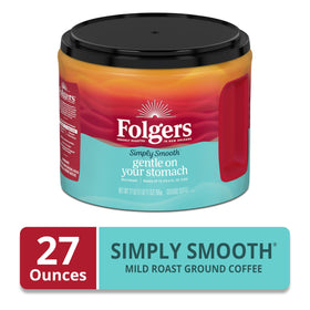 Folgers Simply Smooth canister back label close-up highlighting roast notes.