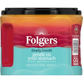 Folgers Simply Smooth steaming cup emphasizing a gentle, balanced aroma.