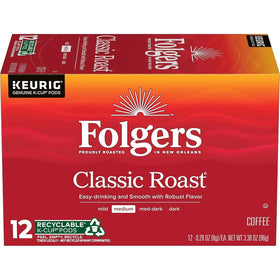 Folgers six-box bundle sits on a kitchen shelf, ready for quick morning rituals.