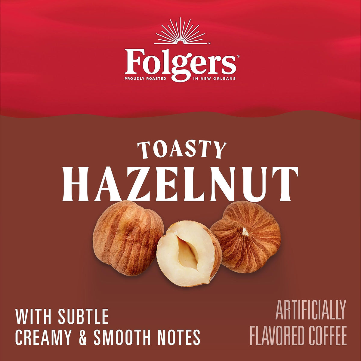 Folgers Toasty Hazelnut K-Cup pod brewing in a Keurig for an easy caffeine boost.