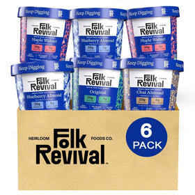 Folk Revival Keto Oatmeal Blueberry cup offers a high-protein morning option