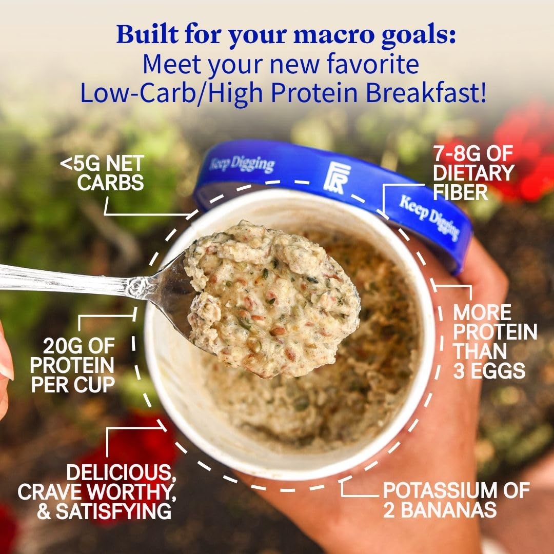 Folk Revival Keto Oatmeal poured with hot water for quick breakfast