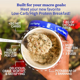 Folk Revival Keto Oatmeal poured with hot water for quick breakfast
