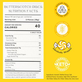 Close-up of FolksField sugar-free butterscotch candies revealing a smooth texture.