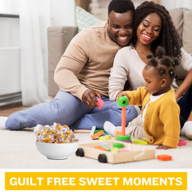 FolksField sugar-free butterscotch candies shown on a wooden surface.