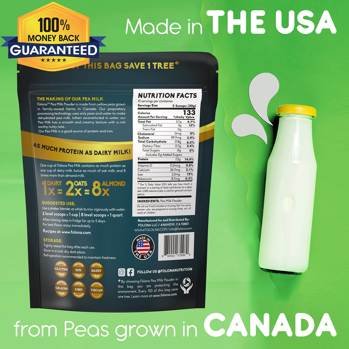 Folona pea milk powder scoop for easy measurement.