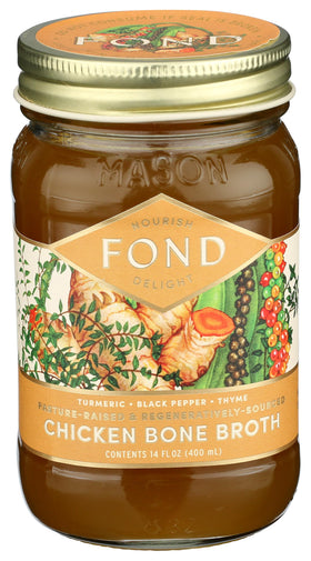 Fond bone broth bottle, ready-to-use base for soups and meals.