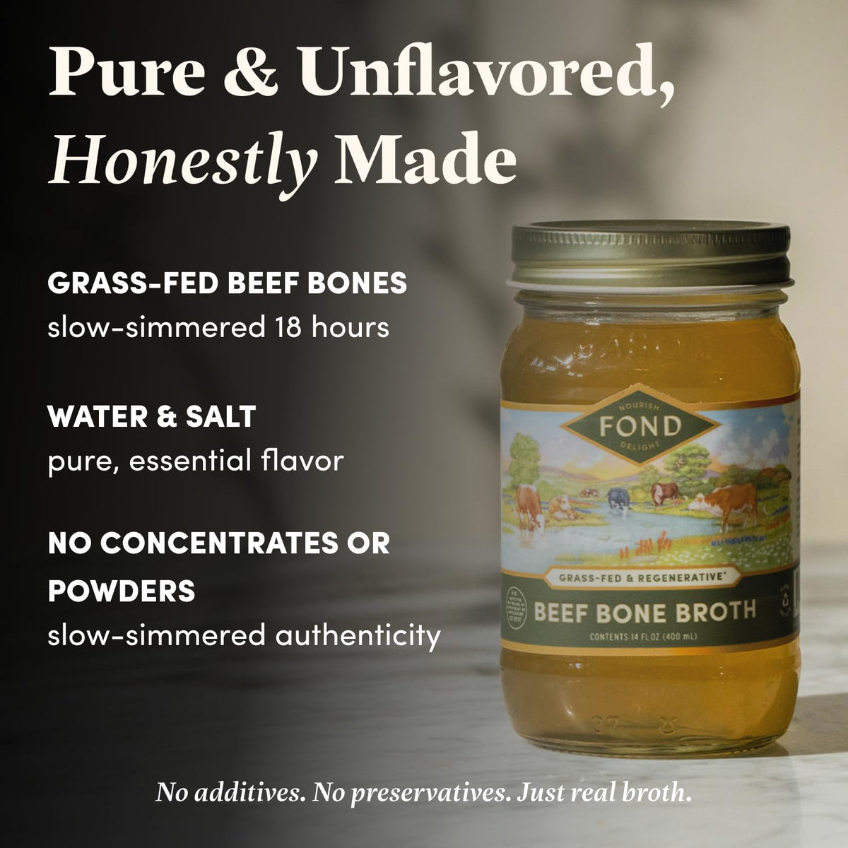 Fond Nourish Delight bone broth gel on cooling, showcasing natural set and texture.