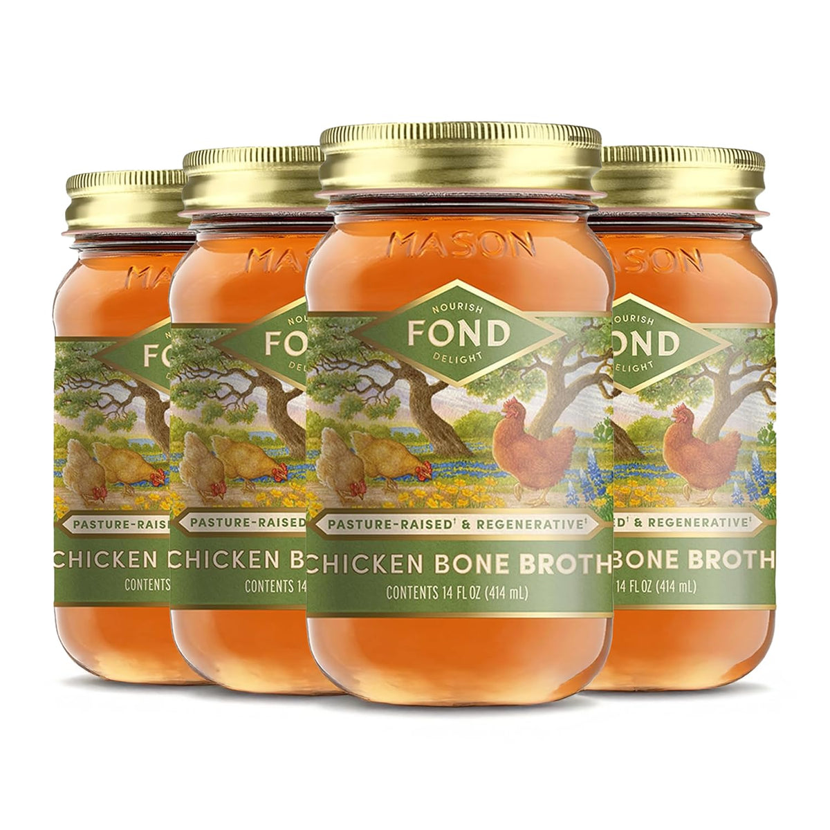 FOND NOURISH DELIGHT bone broth bottle pour, pure unflavored base for sipping and cooking