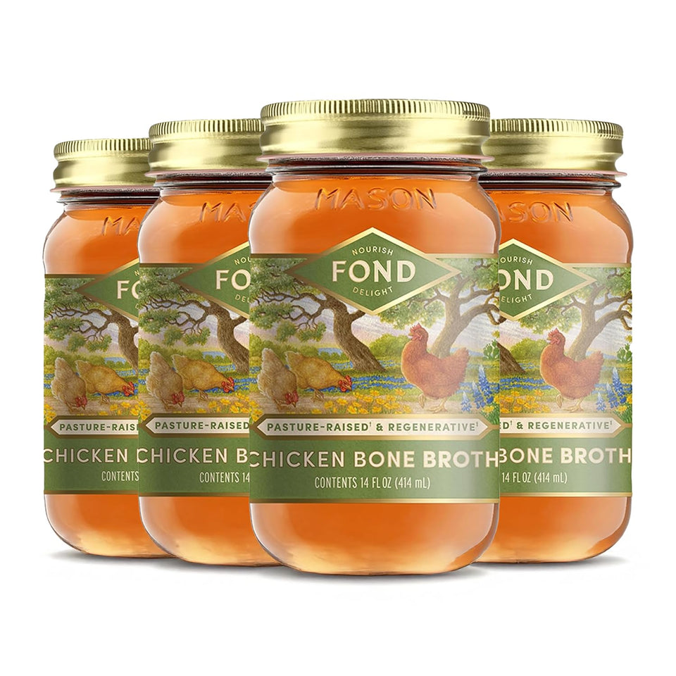 FOND NOURISH DELIGHT bone broth bottle pour, pure unflavored base for sipping and cooking