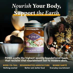 Fond Nourish Delight broth simmering on stove for flavorful stock base.