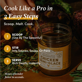 Fond Nourish Delight pan sauce base whisked into silky reduction.