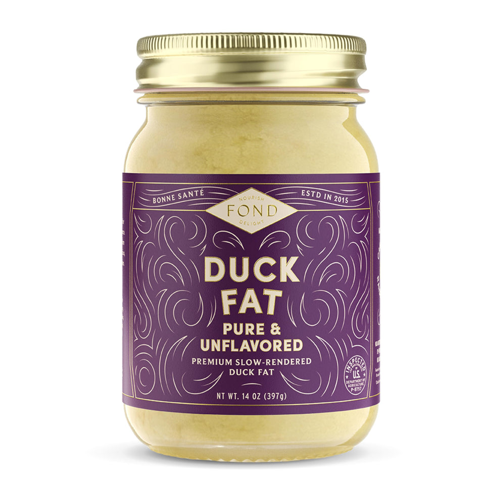 Fond Nourish Delight duck fat bottle for high-heat cooking and everyday meals.