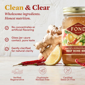 FOND Nourish Delight glass serve of clear gelled broth for sipping
