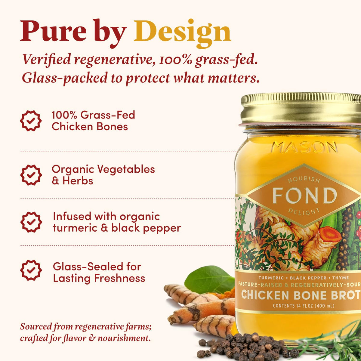 FOND Nourish Delight pasture-bone-broth-simmer reveals rich flavor for soups.