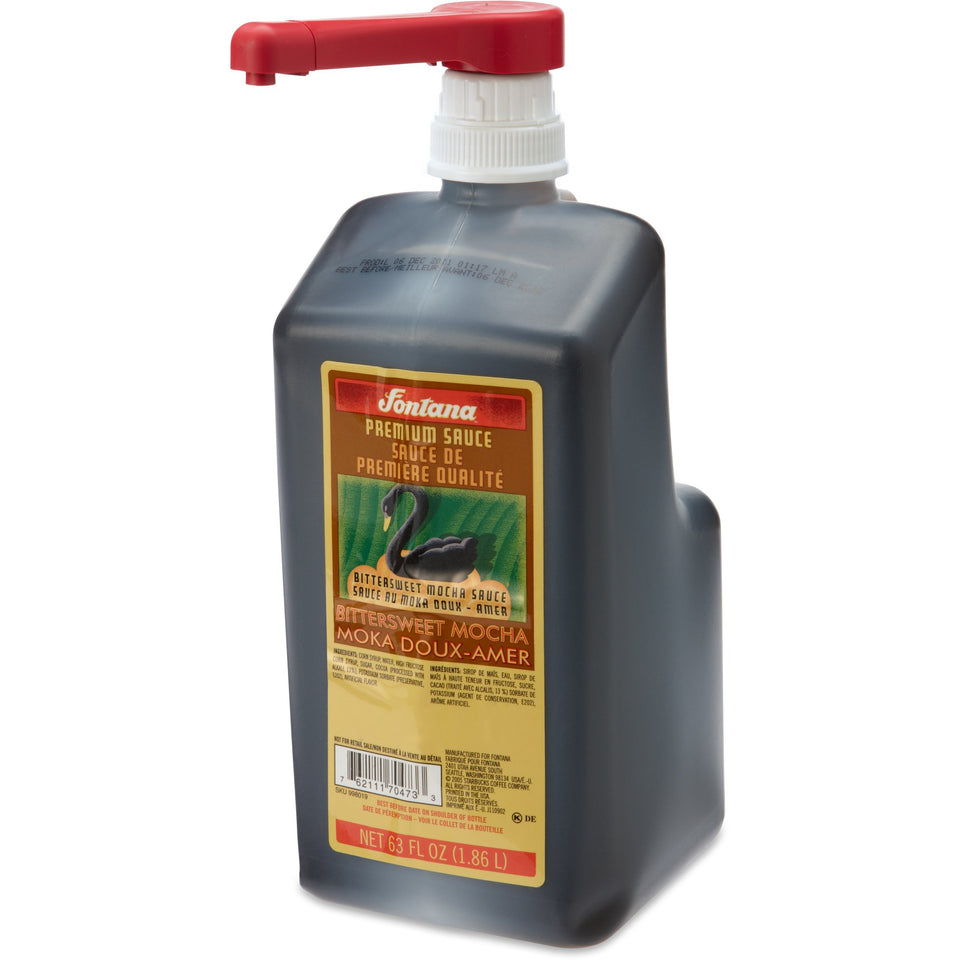 Fontana Bittersweet Chocolate Sauce bottle pour for rich cocoa in mochas