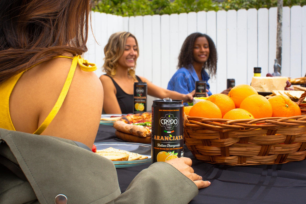 Fonti Di Crodo Aranciata Sicilian juice shot emphasizes natural citrus flavor