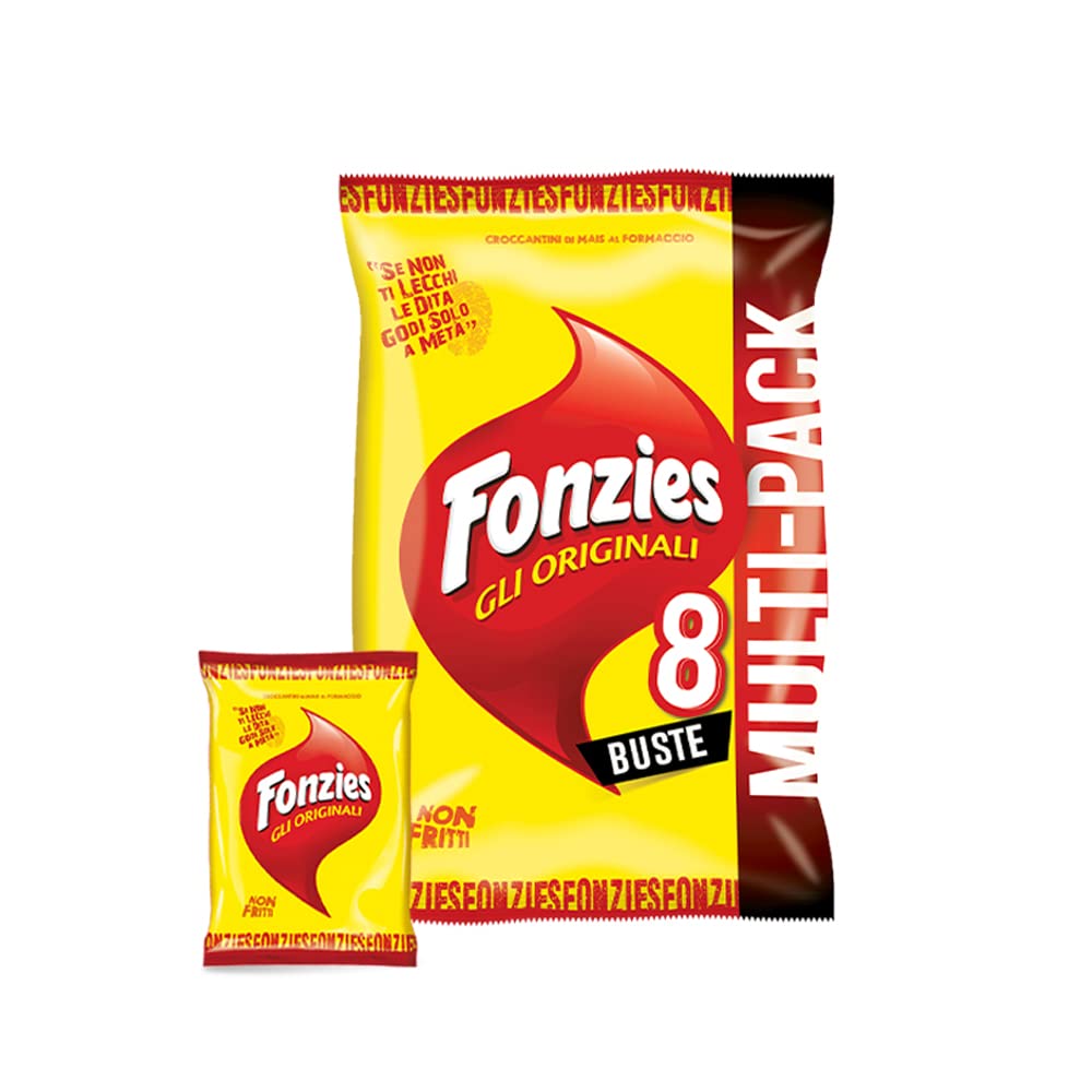 Fonzies Croccantini packaging shows eight individual bags for convenient snacking.