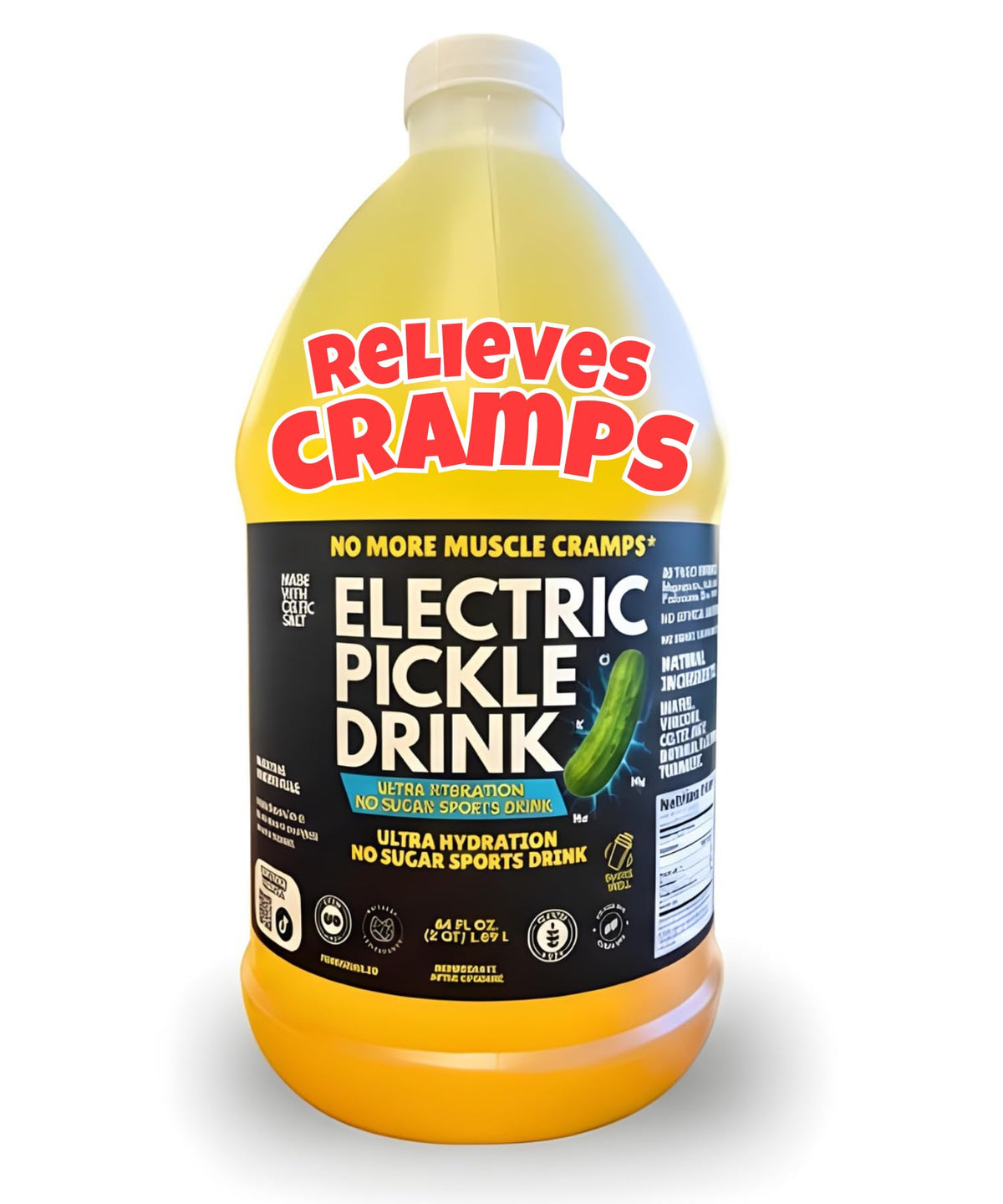 Food Crush Electric Pickle Drink bottle for on-the-go hydration and cramp support.
