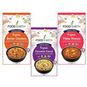 Food Earth Butter Chicken sauce pouch for quick, flavorful meals.
