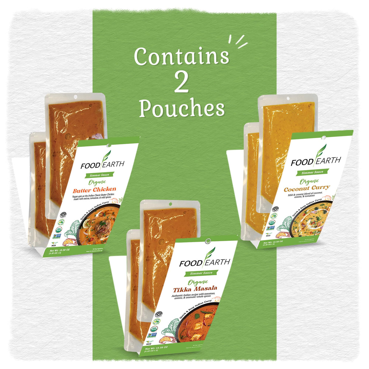 Food Earth Tikka Masala sauce pouch ready in minutes.