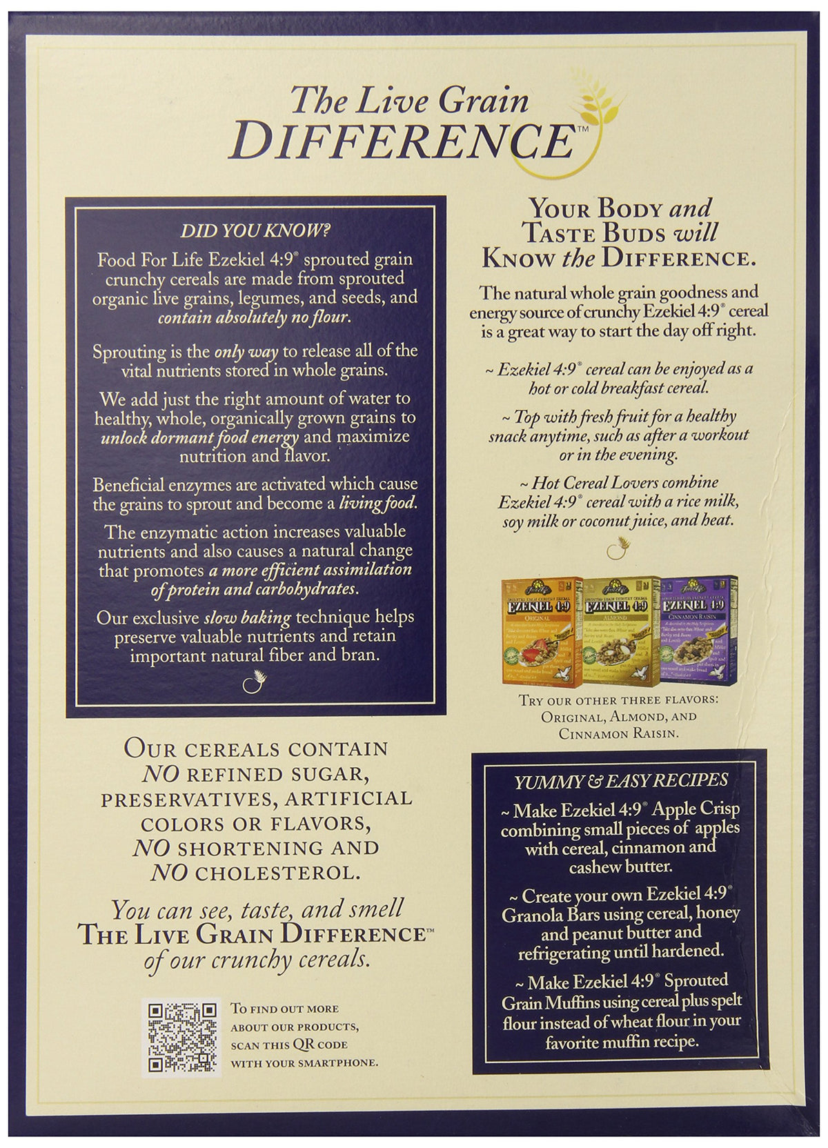 Food for Life Ezekiel 4:9 cereal golden flax closeup highlights wholesome ingredients.