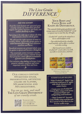 Food for Life Ezekiel 4:9 cereal golden flax closeup highlights wholesome ingredients.