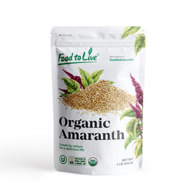 Food to Live amaranth grains in a bowl, high-protein plant-based staple.
