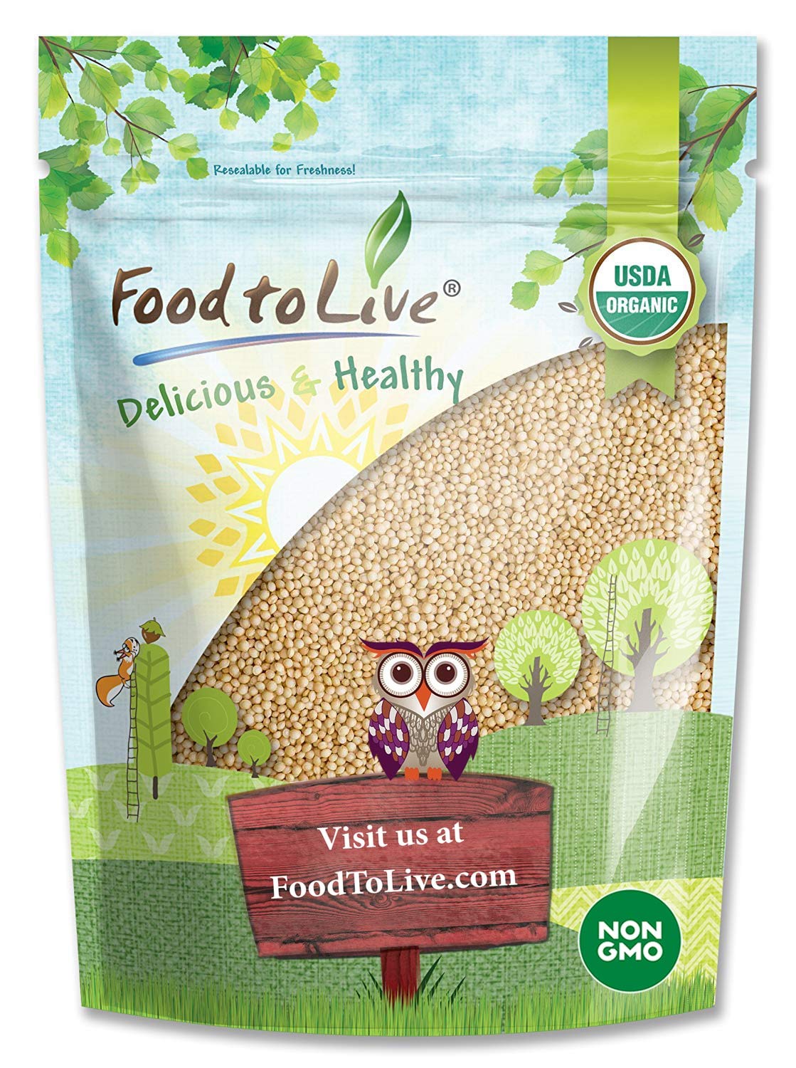 Food to Live amaranth grain bulk 3lb package for bulk cooking.