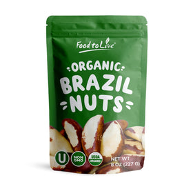 Food to Live Brazil nuts 8oz raw in a bag, selenium-rich natural snack