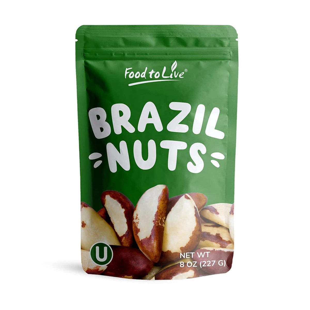 Food to Live Brazil nuts 8oz, raw and ready-to-eat for a quick snack.