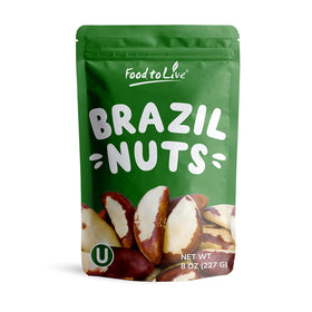 Food to Live Brazil nuts 8oz, raw and ready-to-eat for a quick snack.