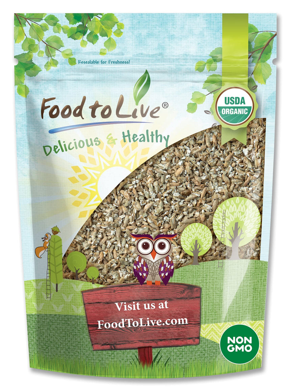 Food to Live cracked rye berries pack shot for bulk pantry storage