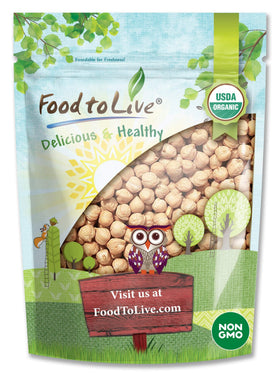Food to Live garbanzo beans bag, organic and non-GMO for versatile vegan meals.