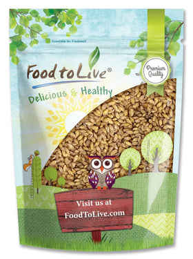 Food to Live hulled barley grain pack shot highlighting premium whole grain for versatile cooking.