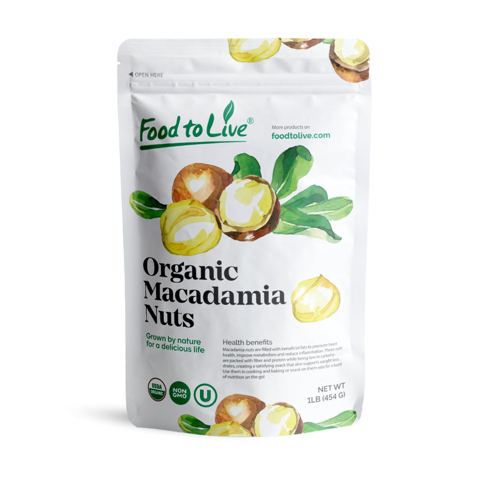 Food to Live macadamia nuts bulk pack ideal for everyday snacking and meal prep.