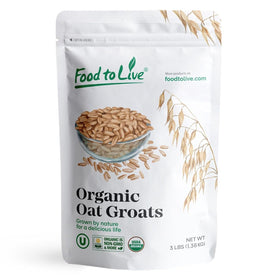 Food to Live Oat Groats bulk bag for pantry storage and bulk cooking.