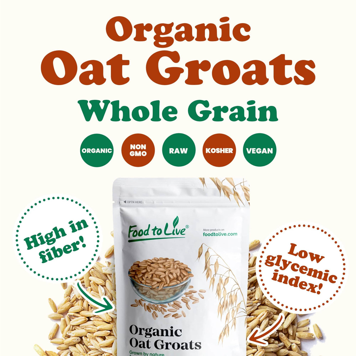 Food to Live Oat Groats cooked porridge steaming for a cozy breakfast.